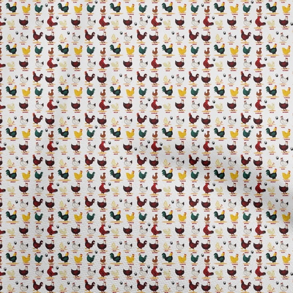 oneOone Georgette Viscose White Fabric Birds Rooster Quilting Supplies Print Sewing Fabric By The Yard 42 Inch Wide