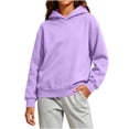 thumbnail image 2 of Tdoqot Girls Cotton Hoodie- Casual Loose Fit Long Sleeve Stretch Basic Pullover Sweatshirt Purple Size 2 T, 2 of 8