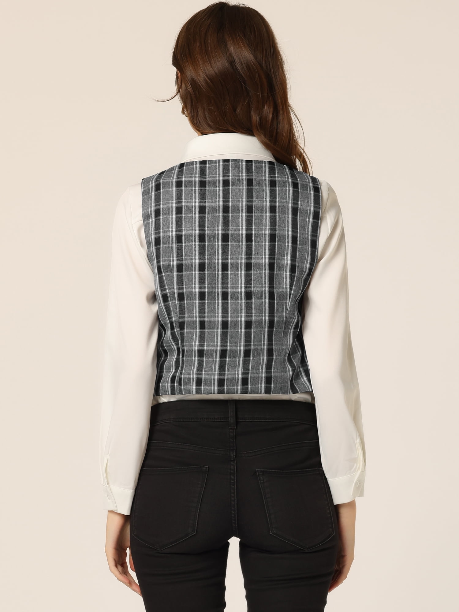 DARING DIVA Women's Costume Plaid Versatile Racerback Suit Vests M Black