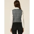thumbnail image 4 of Chaleco a cuadros Allegra K con doble botonadura para mujer Negro XL, 4 of 6