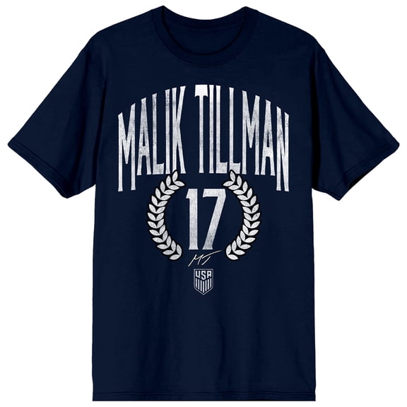 USSF X USMNTPA Malik Tillman 17 Adult Navy Crew Neck Short Sleeve T-shirt - Small