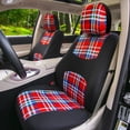 thumbnail image 3 of FH Group Tartan57 Universal Fit Cloth Car Seat Covers, Solid Back Rear Bench for Auto, SUV, Sedan and Van with Steering Wheel Cover - Red Full Set, 3 of 8
