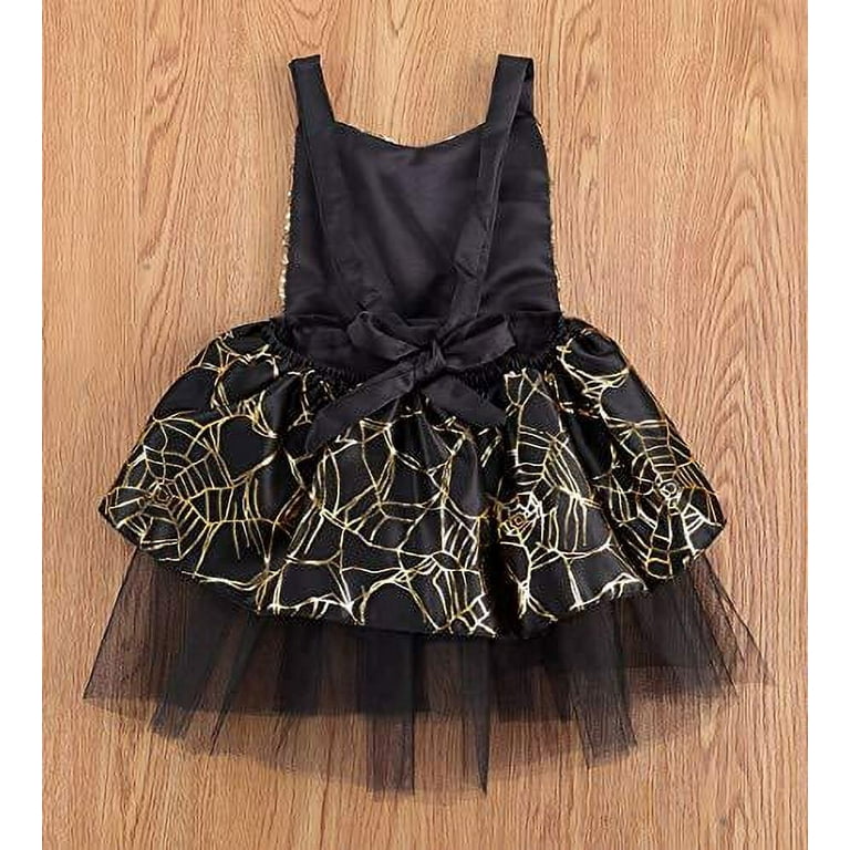 Styles I Love Toddler Girls Sleeveless Gold Sequin Spiderweb Tulle Dress Halloween Birthday Party Dress