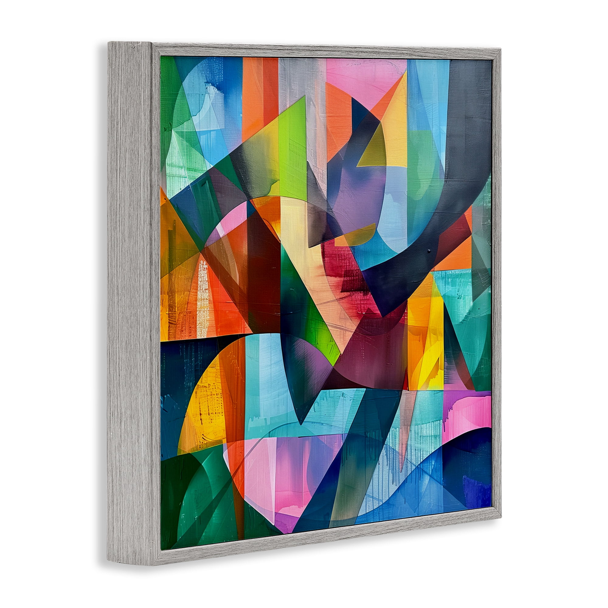 Stupell Industries Layered Luminous Shapes Abstract Painting Gray Framed Art Print Wall Art, 17 x 17