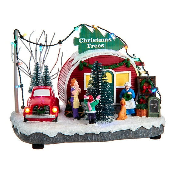 Kurt S. Adler Kurt Adler 4.7-Inch Battery Operated Lighted "Christmas Trees" Village Shop