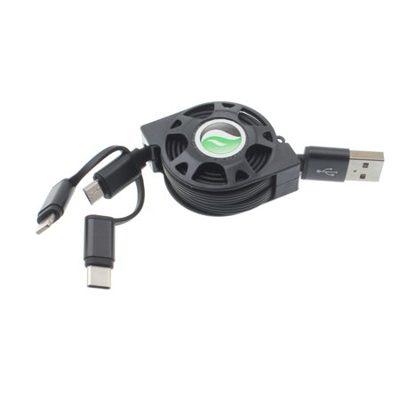 3-in-1 Compact Retractable USB Cable Charger Power Wire Sync Data Cord [Black] Compatible With Samsung Galaxy S10e S10+ S10 Halo price history on PriceWatchPro