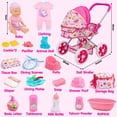 thumbnail image 3 of Set de cochecito para muñeca bebé Qirptey, muñeca de 11" y bañera, 20 piezas, 3 of 8