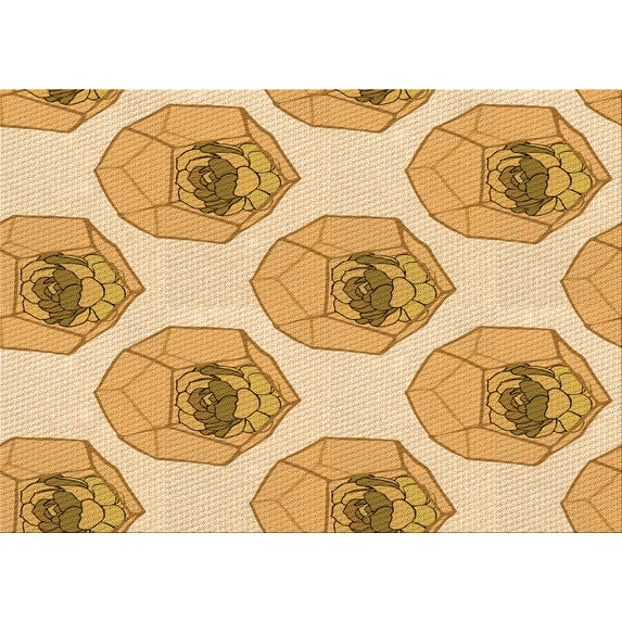 Ahgly Company Machine Washable Indoor Rectangle Transitional Orange Area Rugs, 6' x 9'