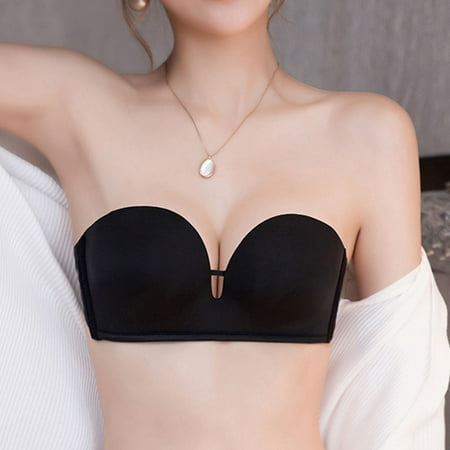 

TIANEK Strapless Bra for Women Casual Bandeau Balconette Push Up Comfortable No Pad Spandex Everyday Soft Night Underwear Clearance