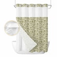 thumbnail image 2 of Green Floral No Hook Shower Curtain Waterproof, Bathroom Curtains with Snap in Liners and See Through Top Window, Vintage Rustic Botanical Spring Hotel Style Bathtub Curtains Shower 60"Wx72"L, 2 of 8