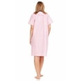 thumbnail image 4 of Dream8teen Women's Snaps Front Closure House Dress Short Sleeve Woven Housecoat Duster Lounger Robe 2012 Pink Striped Medium, 4 of 5