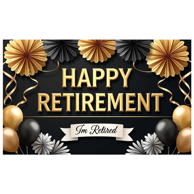 Happy Retirement Banner Backdrop Decoration for Party Golden Celebration Event Photography Props Background Decoration Retirement Party Banner