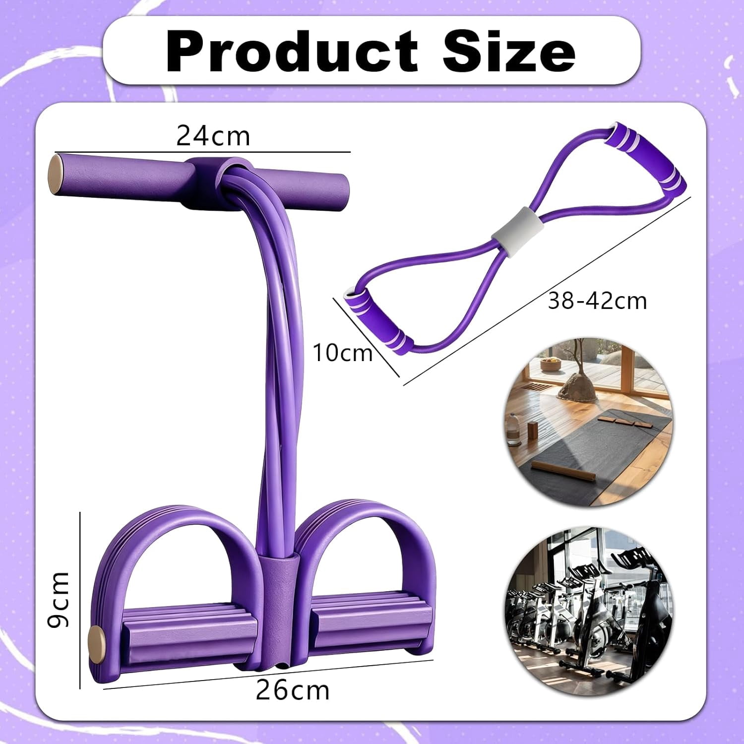 JJEAN-Pedal Resistance Bands with Handles,6 Tube Pedal Ankle Puller,Multifunction Fitness Bands with Figure 8 Resistance Band for Strength Training,Waist,Arm, Leg Slimming, Home Gym Exercise Equipmen