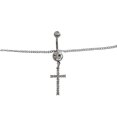 thumbnail image 1 of Belly Chain Navel Ring Surgical Steel Waist with Dangle Paved Cross Charm 14G, 1 of 5