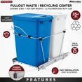 Blue/White Double Pull Out Trash Can 35 qt. for Kitchen