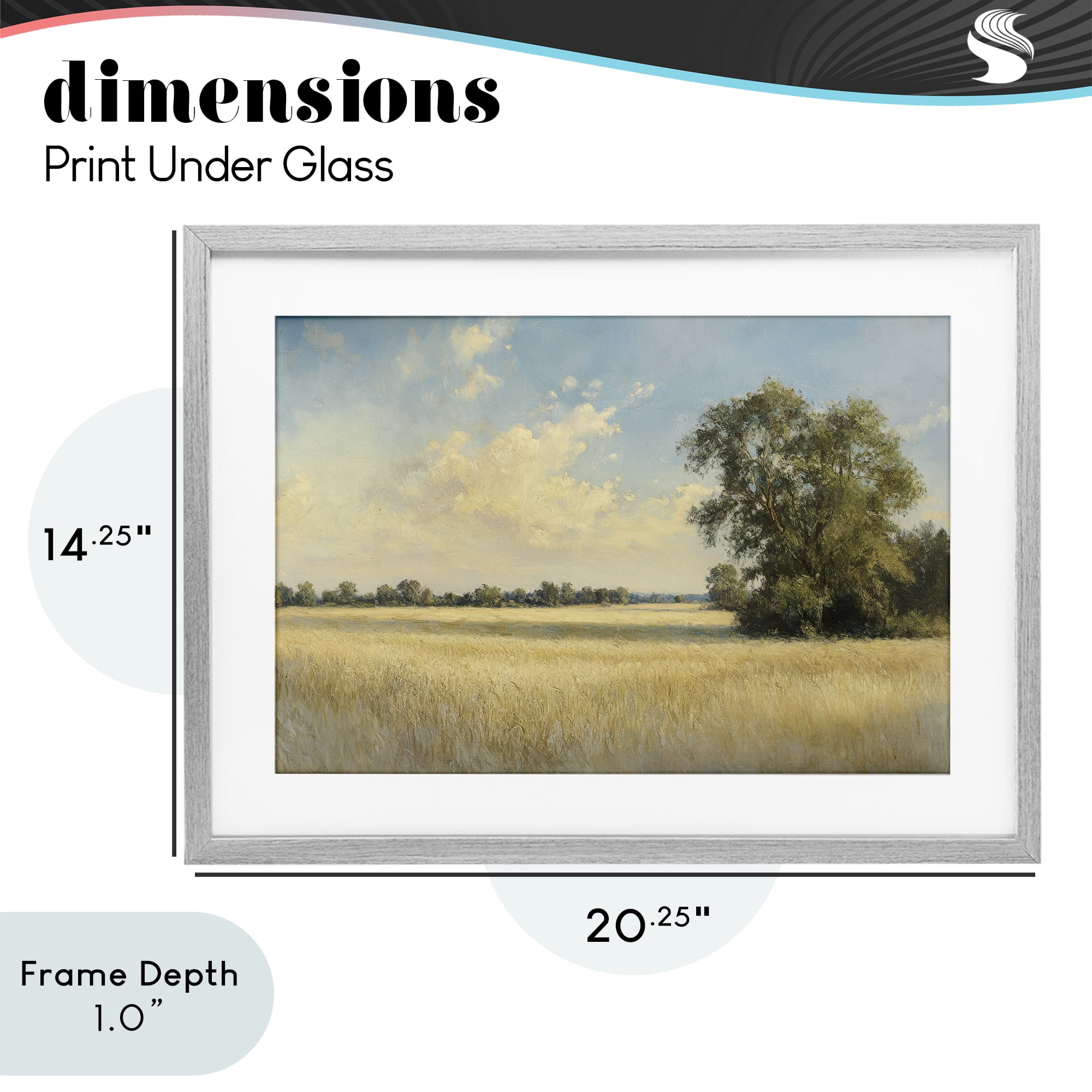 Stupell Industries Serene Wheat Field at Noon Gray Framed Print Under Glass, design by Petal Prints Design