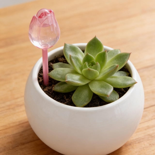 6 comederos para plantas con riego automático por goteo, globos de riego decorativos para plantas de tulipán, para vacaciones en interiores.