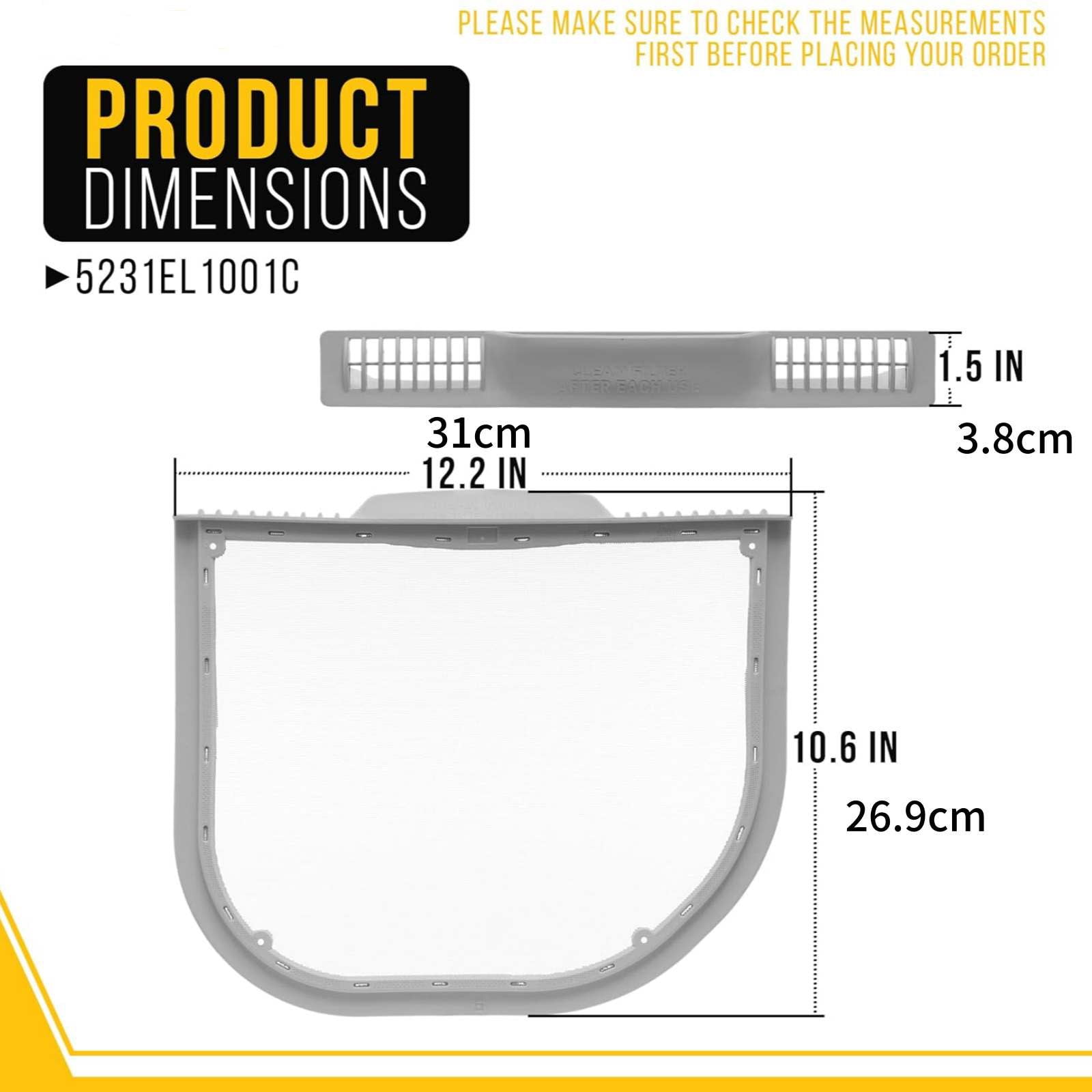 APPLAYERR Dryer Lint Screen Filter for LG Kenmore Improves Airflow Extends Drying Time Efficiency Maintenance Economical