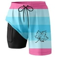 thumbnail image 2 of ibiyuan Swim Trunks Men with Mesh Lining Quickdry Bathing Suit 2 In 1 Cargo Pocket Pool Shorts with Pockets Stretch Hawaiian Print Beach Swimsuit Swimwear,2-Hot Pink, 2 of 4