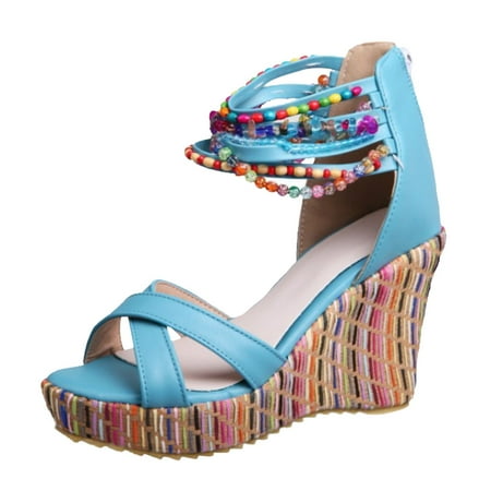 

Larisalt Beach Sandals For Women Women s Flat Comfort Sandal Supportive Adjustable Walking Sandals Blue
