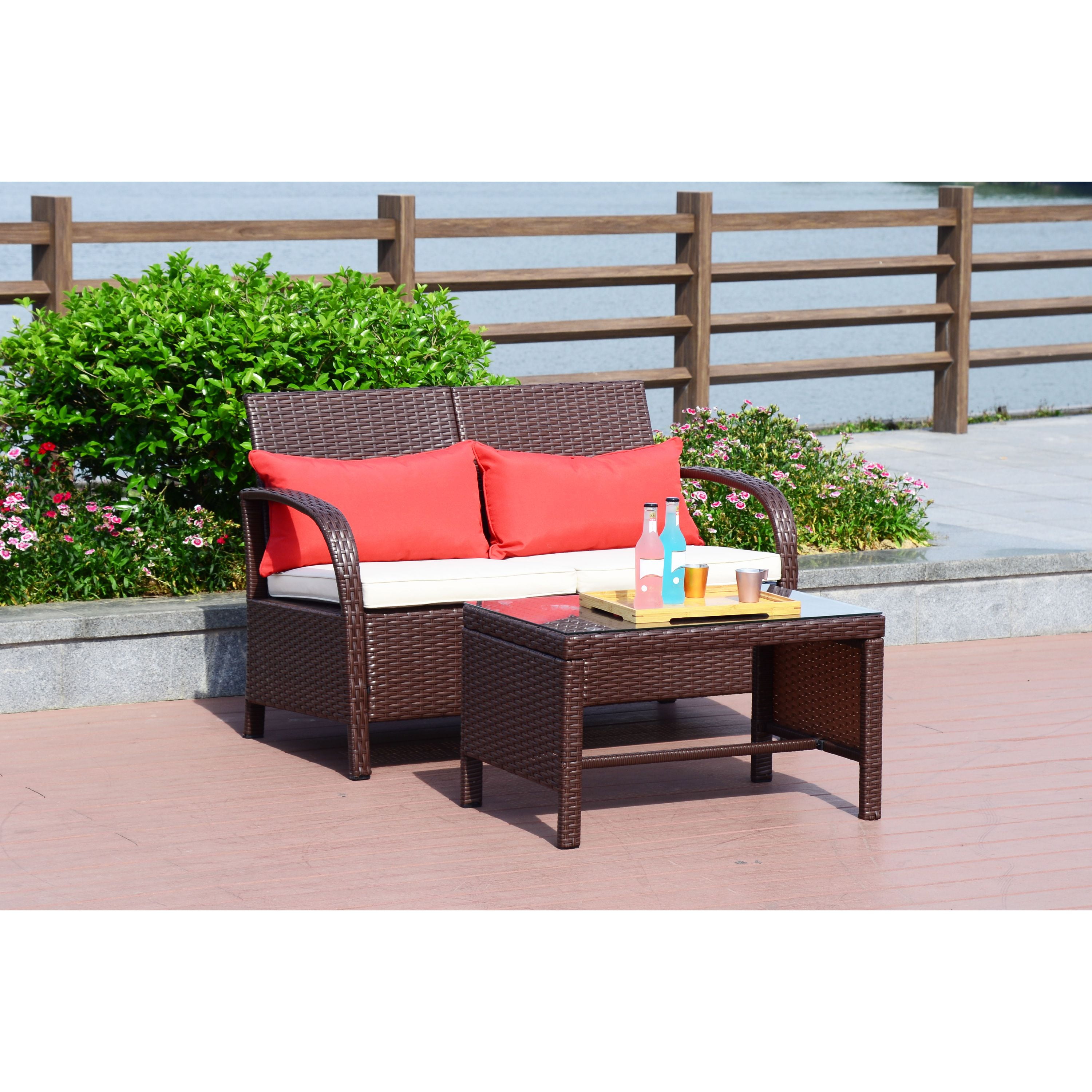 Cloud Mountain 12 PC Rattan Loveseat Sofa Furniture Bistro Set Outdoor Wicker Patio Garden Loveseat Glass Top Table Cloud Mountain 12 PC Rattan Loveseat Sofa Furniture Bistro Set Outdoor Wicker Patio Garden Loveseat Glass Top Table
