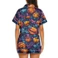 thumbnail image 3 of MVRLSH Womens Pajama Sets for Women 2 Piece Halloween Print Button Waist Short Sleeve Top And Shorts wear Sleepwear Soft Sleepwear Lounge Set Yellow - XL, 3 of 4