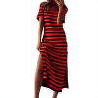 Robes Robe d'Été Femmes Mode Été Casual Manches Courtes V-Cou Robe d'Impression en Vrac Rouge XXXL