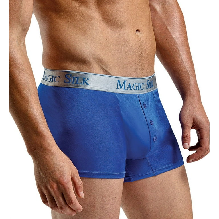 Men's Magic Silk 6786 100% Silk Knit Button Boxer Brief (Black M)