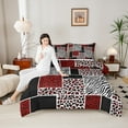 thumbnail image 4 of jejeloiu Jungle Animal Leopard Bedding Comforter Set,Cheetah Zebra Print Buffalo Twin Comforter Sets,Black White Red Bedding Set For Adults,Microfiber Bedroom Decor,2pcs, 4 of 8