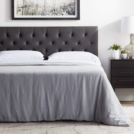 LUCID Mid-Rise Upholstered Headboard - Adjustable Height from 34” to 46”, King/Cal King, Charcoal
