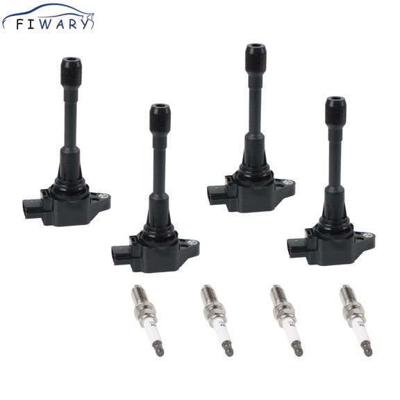 FIWARY 4pcs Ignition Coil   4pcs Double Iridium Spark Plug for Nissan Altima Cube Rogue Infiniti FX50 UF549