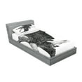 thumbnail image 2 of Ambesonne Animal Fitted Sheet & Pillow Sham Set, Bald Eagle Swoop Sketchy, Twin, Black Pale Grey, 2 of 2