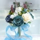 thumbnail image 1 of Nvzi Ramos de boda de flores artificiales para dama de honor, ramo de novia para ceremonia de boda, aniversario, ramo de boda rústico (azul), 1 of 5