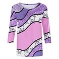 thumbnail image 4 of Scyoekwg Womens 3/4 Sleeve Tops Casual Round Neck Three-quarter Sleeve Shirts Marble Print Graphic Tee Loose Comfy Summer Tops #A=Pink XL, 4 of 4