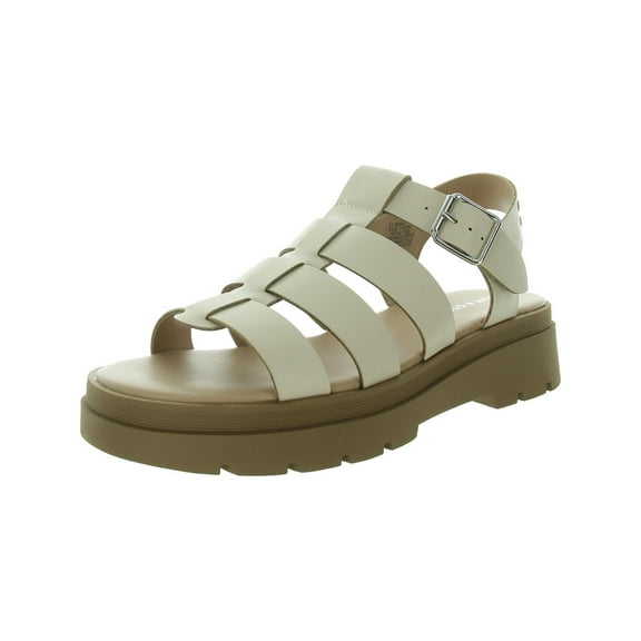 Sun   Stone Womens Emmettt Buckle Faux Leather Gladiator Sandals