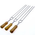 thumbnail image 1 of Stainless Steel Double Prongs Barbecue Shish Kebab Skewers With Wooden Handle6pcsbrown, 1 of 5