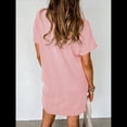 thumbnail image 4 of Vestido Mini Informal de Verano para Mujer, con Cuello Redondo, Corta y Canalé Rosa S, 4 of 7