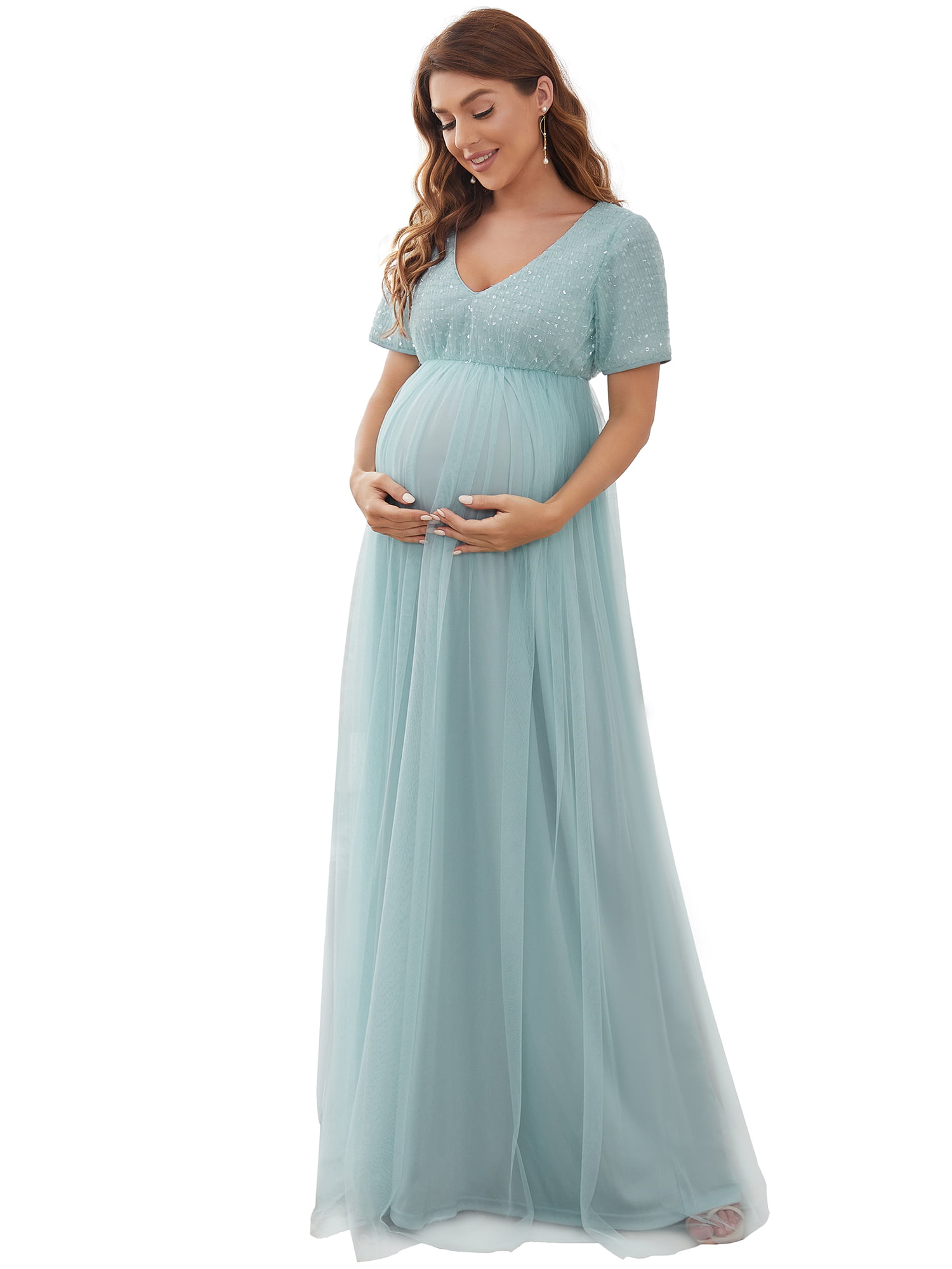 Women Button Maternity Dresses Short Sleeve Swing Mini Dresses for Daily Wearing and Baby Shower