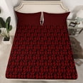 thumbnail image 2 of Feelyou Adult Boho Snake Full Size Sheets, Black Red Damask Flower Bed Sheets, 4pcs, 2 of 7