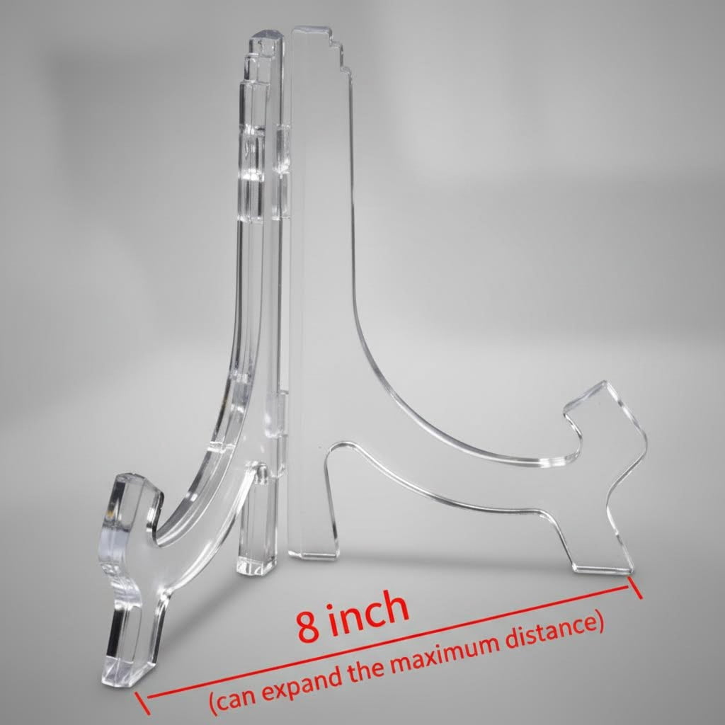 6 Pack Clear Acrylic Easel Stands, 7 Inch Display Stands for Plates, Photos, Picture Frames, Books, and Decorative Items
