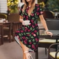 thumbnail image 3 of Daiia Ripe Red Cherry Print Women's Dresses 2025 Trendy Short sleeve Dresses Casual Baggy Flowy Maxi Sun Dresses, 3 of 6