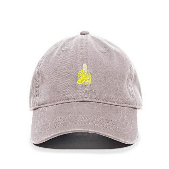 Tech Design Peeled Banana Baseball Cap Embroidered Cotton Adjustable Dad Hat Light Grey