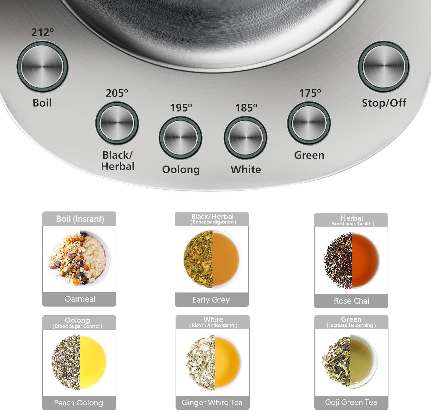 BUYDEEM K2423 Théière, Bouilloire Électrique Durable en Acier Inoxydable 316 et Verre Allemand Schott, Infuseur Amovible, Maintien Automatique au Chaud, Sans BPA, 1,2L