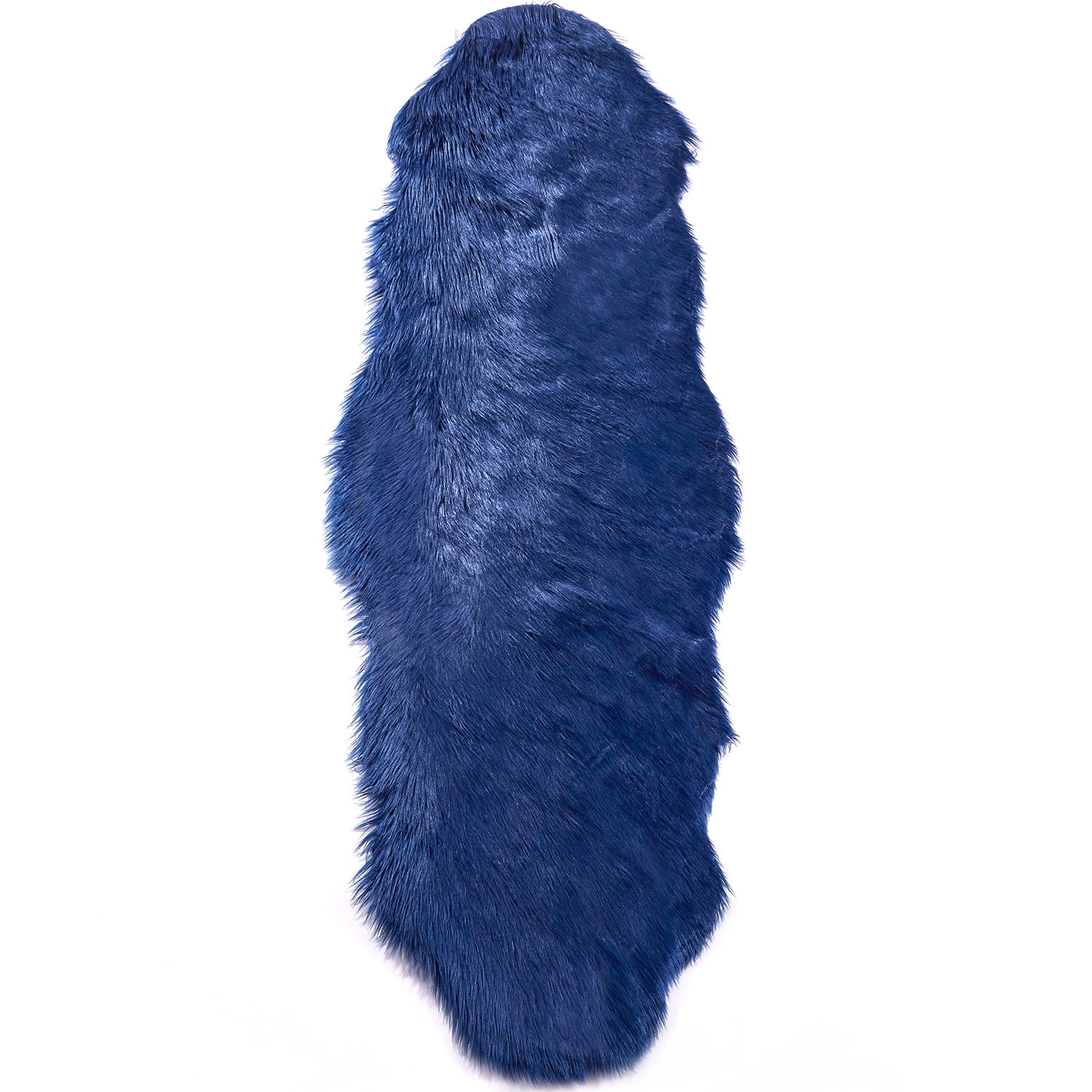 Deluxe Ultra Soft Faux Sheepskin Fur Series Fluffy Decorative Indoor Shag Area Rug, 2 x 6 Feet, Navy Blue, 1 Pack