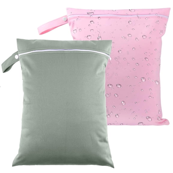 2 Pack Water Resistant Wet Bags , Bexikou Reusable Zippered Storage Bags with Handle for Baby Items, Swimsuit, Beach, Pool, Daycare, Yoga, Gym, Dirty Wet Clothes, Travel