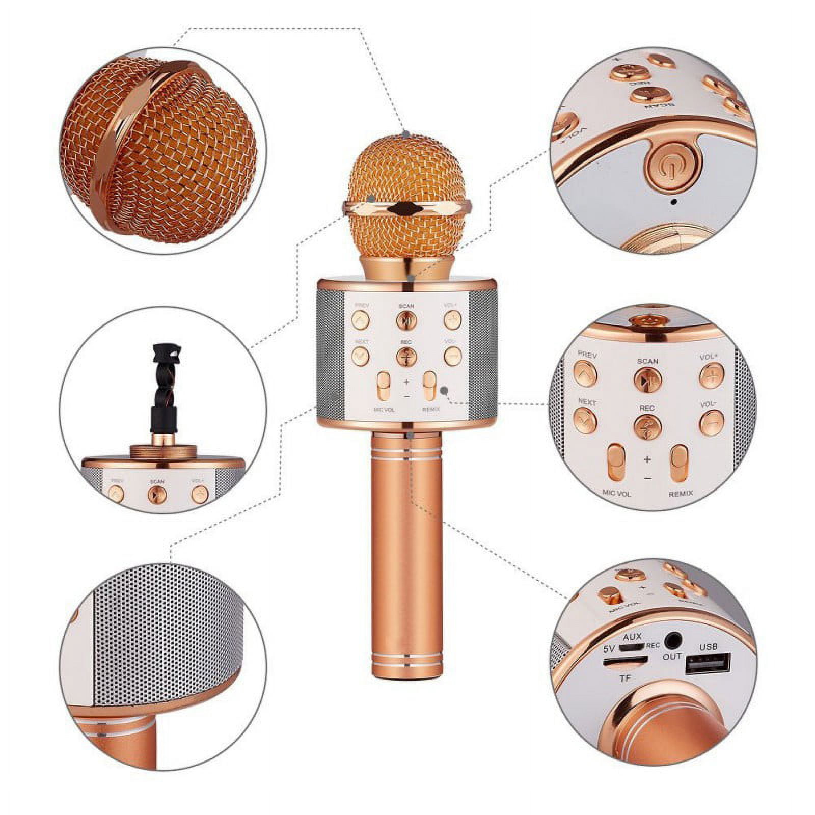 WS858 Bluetooth-compatible Wireless Microphone Home Karaoke Microphones Speaker Handheld Music Player Singing Recorder KTV