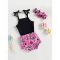 thumbnail image 3 of Hirigin Newborn Baby Girl Western Outfits Ribbed Tank Romper Top and Cow Print Shorts Headband 3 6 12 18 Months Summer Clothes Set, 3 of 8