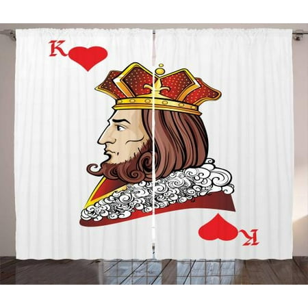 Good Quality Bedroom Sets Casino Curtains 2 Panels Set, King of Heart Deck Romantic Graphic Play Card Design Gambling Good Luck Chance Theme, Window Drapes for Living Room Bedroom, 108W X 108L Inches, Multicolor, by Ambesonne ()