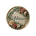 thumbnail image 2 of Welcome Floral Wreath Wooden Door Sign, Round Hanging Welcome Door Hanger for Front Door, Wall or Porch Decor, 8 Inch Multicolor Wood Plaque, 2 of 6