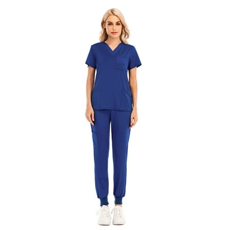 

TAIAOJING Women s Scrubs Set With Pockets 2 Piece Outfit Casual Suit Set